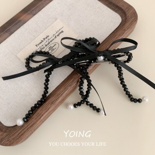 Yoing / Phong Cách Mới Pháp Handmade Đính Hạt Nơ Nhẹ Nhàng Lãng Mạn Phức Hợp Mỏ Vịt Kẹp Nữ