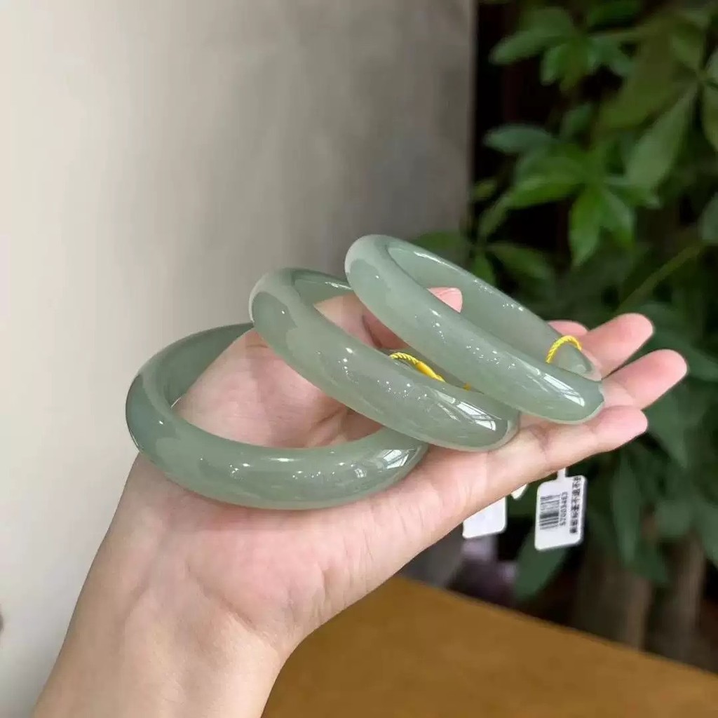 Vòng tay đá mắt mèo băng tròn màu xanh lá cây hồ