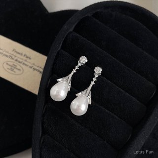 Madele Pháp Retro Cao Cấp Zircon Giọt Nước Ngọc Trai Bông Tai Người Nổi Tiếng Ánh Sáng Phong Cách Sang Trọng Kim Mạ Bạc Thanh Lịch Tính Khí Bông Tai