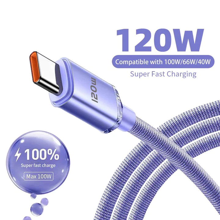 Cáp 120W PD Loại C Dây Sạc Siêu Nhanh Sạc Nhanh Cáp USB C Sạc Điện Thoại Cho Samsung Xiaomi Huawei