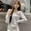Áo thun dài tay sọc mỏng phong cách mới mùa hè dành cho nữ Slim-Fit Slim-Fit Slimmer Look Áo chống nắng giản dị sang trọng Top