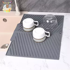 Tấm thoát nước bằng silicon Thảm sấy Thảm chống trượt có cạnh nâng Thảm để bàn cho nồi Cốc Món ăn Đồ dùng nhà bếp ELWW