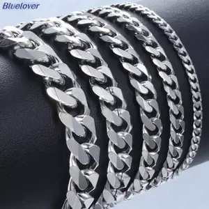 Bluelover Mới Hợp Thời Trang Cuba Dây Xích Nam Vòng Tay Cổ Điển Thép Không Gỉ 3 / 5 / 7 / 9 Mm Chiều Rộng Dây Chuyền Vòng Tay Dành Cho Nam Nữ Trang Sức Quà Tặng Mới