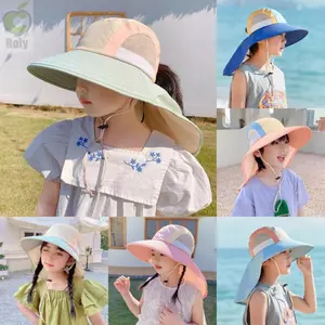 Mũ đi biển vành rộng ROLY, Mũ chống nắng chống tia cực tím cho bé, Polyester có dây đeo Mũ xô thoáng khí cho bé trai bé gái