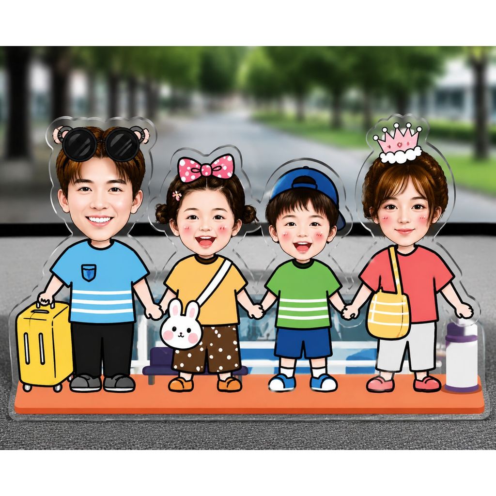 Standee Lắc Đầu Gia Đình 3 người in theo yêu cầu Để Bàn Trang Trí, ghép mặt theo yêu cầu