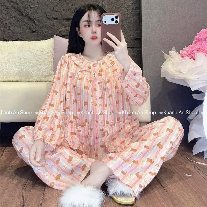 [ DEAL MỞ BÁN ] Hàng Mới Về KA107 Cao hơn 1m6 sẽ ngắn nên lên 1 size  - Đồ Bộ Tole Lanh Áo Cổ Tròn Phối Bèo Có Túi E15