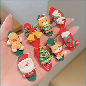 YT4 Giáng Sinh Ông Già Noel Kẹp Tóc Nữ Mỏ Vịt Kẹp Lễ Hội Chuông Cây Nai Sừng Tấm Kẹp Tóc Trẻ Em Quà Tặng