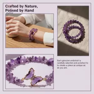 HNKMP 2 Bộ Sromantic Thạch Anh Thạch Anh Obsidian Đính Hạt Bướm Vòng Tay Nữ Co Giãn Lắc Tay Tích Cực Năng LượngDailymute.