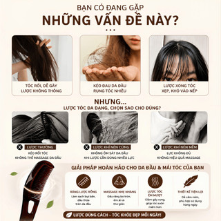 Lược Hỗ Trợ Giảm Gàu Cao Cấp Có Tay Cầm – Lược Massage Da Đầu, Gỡ Rối Tóc, Phồng Chân Tóc Tiện Lợi