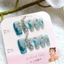 Móng tay nhân tạo màu xanh thủ công - Móng tay giả có thể tái sử dụng để phù hợp với váy