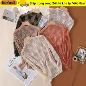 Áo thun BAMBOOB, Áo lưới xuyên thấu màu đen, Áo nữ dài tay xuyên thấu