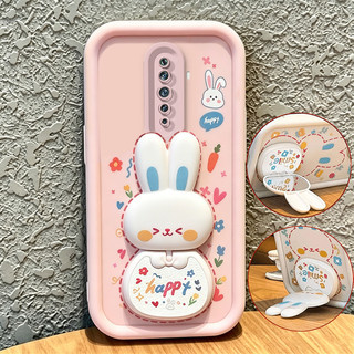 Ốp Lưng Cho OPPO Reno 2F reno2 F 2 F Vỏ Điện Thoại Vỏ Mềm Silicon Chống Sốc Gương Thẩm Mỹ Mới Có Giá Đỡ 360° Xoay thỏ dễ thương màu hồng cho bé gái JTXCEZJ3