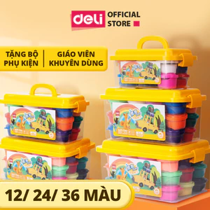 Hộp Đất Sét Màu Deli 12/24/36 Màu – An Toàn Cho Bé, Mùi Dịu Nhẹ Tặng Bộ Dụng Cụ Tạo Hình Giáo Viên Mầm Non Khuyên Dùng