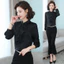Áo sơ mi nữ dài tay màu trắng trơn nữ công sở nữ OL Work Top Áo sơ mi
