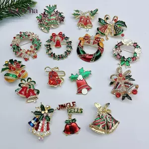 AqToCna Sang Trọng Tinh Tế Giáng Sinh Kim Cương Giả Cài Áo Dành Cho Nữ Unisex Vòng Hoa Chuông Đa Năng Thổ Cẩm Đảng Bapa Phụ Kiện Quà Tặng AqToCna