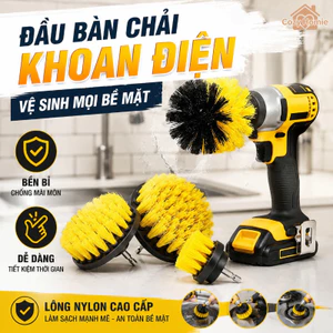 Bộ 3 đầu bàn chải khoan điện đa năng lông nylon bền làm sạch nhà tắm nhà bếp sofa kẽ hở góc nhọn