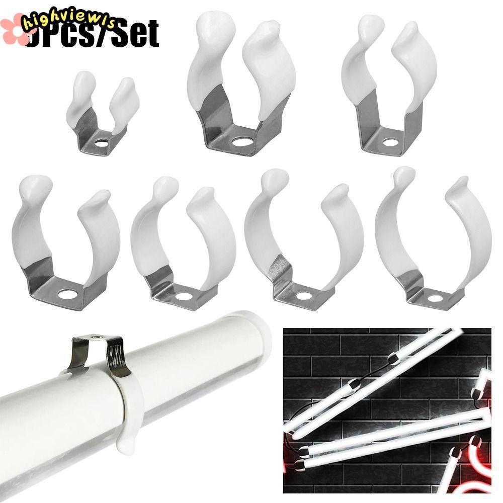 HIGHVIEWLS 5 Kẹp Ống Đèn, Đế Bảo Vệ Cao Su Lò Xo, Kẹp Cố Định T3/T4/T5/T6/T7/T8/T9/T10, Cho Ống 12-32mm