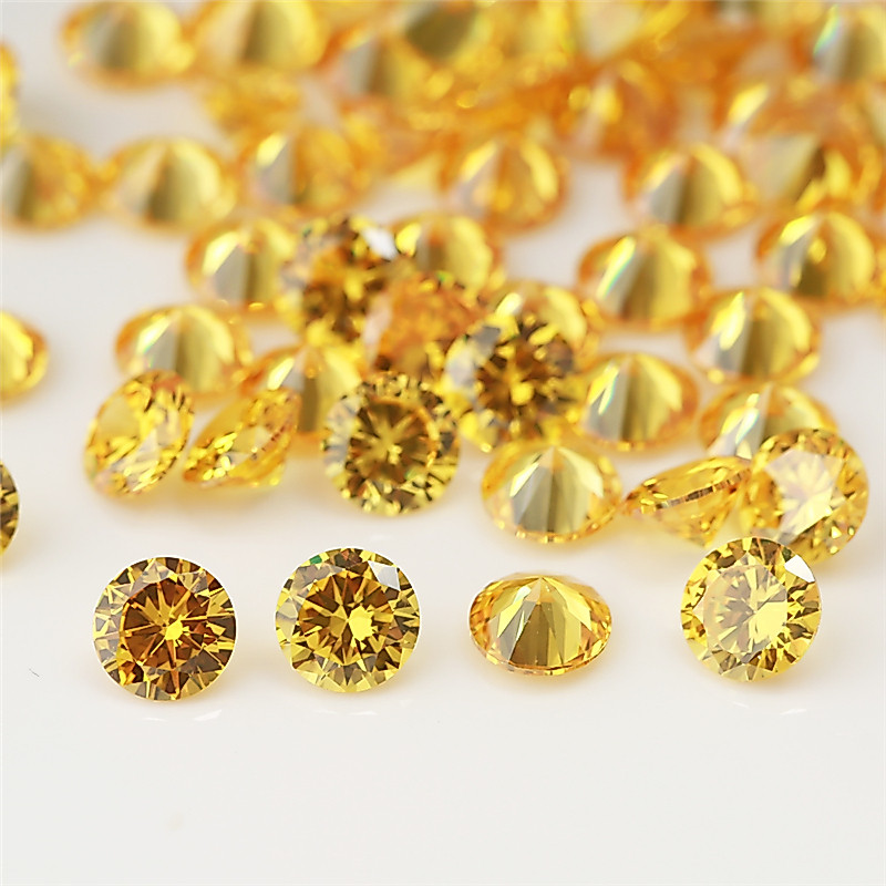 500 Chiếc 200 Chiếc Tròn Cắt Vàng Vàng Cubic Zirconia Đá Quý Tổng Hợp Kích Thước 0.8 Mm ~ 3.75 Mm 5A Rời CZ Đá Để Làm Đồ Trang Sức
