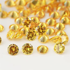 500 Chiếc 200 Chiếc Tròn Cắt Vàng Vàng Cubic Zirconia Đá Quý Tổng Hợp Kích Thước 0.8 Mm ~ 3.75 Mm 5A Rời CZ Đá Để Làm Đồ Trang Sức