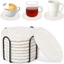 Bộ 8 tấm lót Cotton dệt tròn có chân đế, thích hợp cho bữa ăn gia đình.