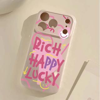 Ốp lưng vẽ trái tim chữ may mắn màu hồng phù hợp với iPhone17promax 16/15/14/13/12