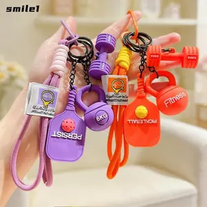 Móc khóa mái chèo Pickleball SMILE, có thể tháo rời có khóa Mặt dây chuyền dòng thể dục, Túi Dopamine thời trang quyến rũ