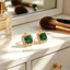 Thời trang bà ngọc lục bảo đồng dát zircon cổ điển hình vuông chống phai màu bông tai