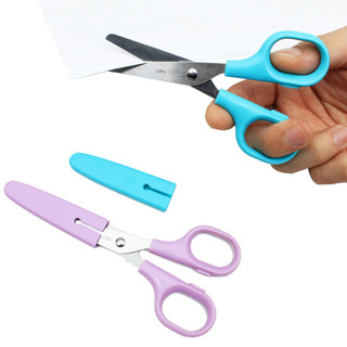 Kéo Thủ Công Học Sinh Deli 6022 Tím / Xanh Dương - Kéo Cắt Giấy Nhỏ Gọn Thiết Kế Dễ Thương, An Toàn