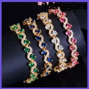 Vòng tay đá quý pha lê MERIGGIARE, Phụ kiện nữ Vòng tay kim cương giả sóng, Vòng tay chuỗi pha lê Tôm hùm Phụ nữ