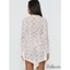 Đầm Mini Boho Sheer Cho Nữ Móc Ren Dài Tay Sâu Cổ Chữ V Bất Đối Xứng Viền Xuyên Qua Váy