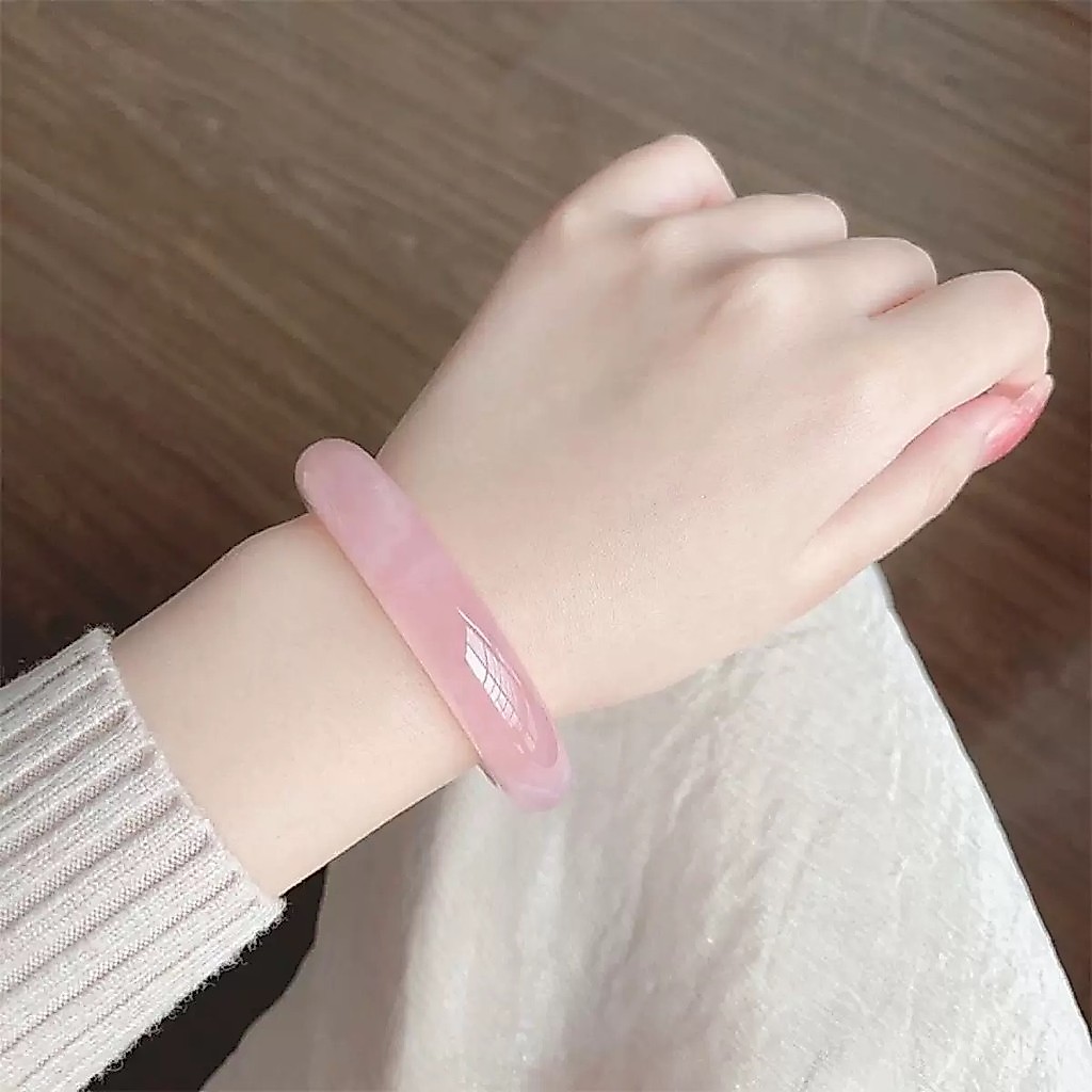 Vòng tay nữ đá mắt mèo màu hồng ánh trăng trắng