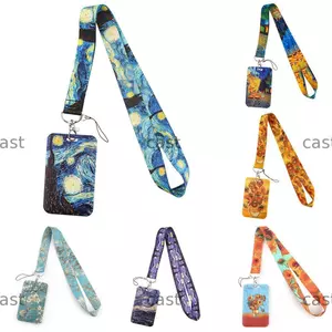 Giá đỡ huy hiệu CAST Quà tặng Dây đeo cổ Van Gogh Charm Dây đeo điện thoại di động