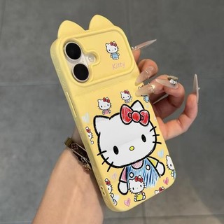 Ốp lưng tai mèo áo lông vũ Hello Kitty vẽ tay đầy nền hot thích iPhone 16/17 Pro Max/15 Pro Max/14/13/12/11/X/XS Max