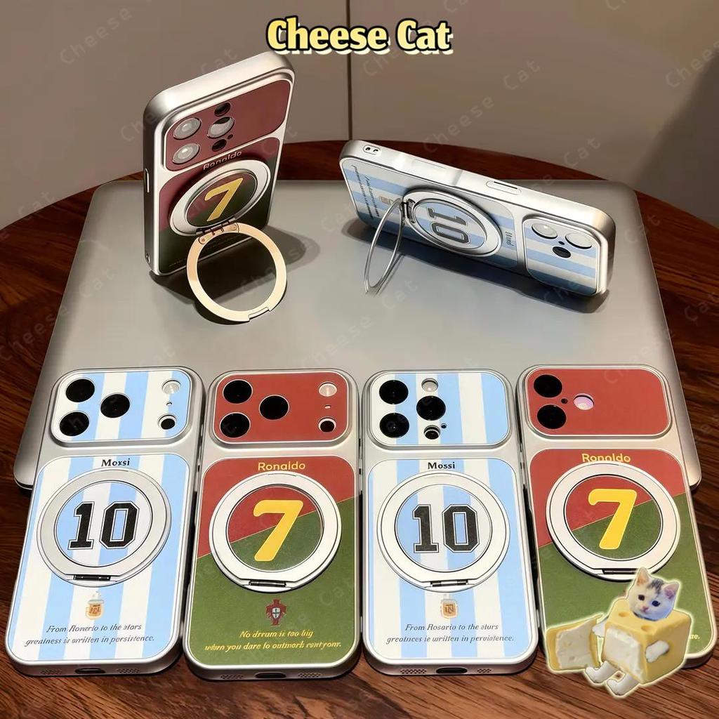 Ốp điện thoại đế kim loại xoay hình bóng đá hợp thời trang cho iPhone 13 12 11 14 15 Plus 16 17 Pro Max 17 Air
