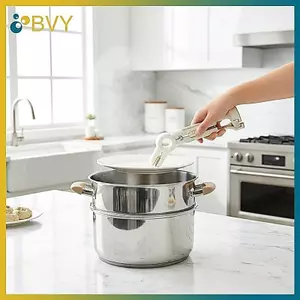 Giá đỡ bát đĩa silicon 2 trong 1 BVY Giá đỡ chống bỏng đa năng có tay cầm chịu nhiệt để sử dụng nấu ăn trong nhà bếp.
