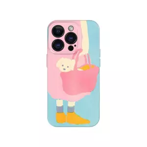 Túi đựng chó con YIJS Vỏ điện thoại Thích hợp cho IPhone 17 AIR 11 12 PRO XR XSMAX 7 8 PLUS 15 14 13 ProMax 16 E Phim hoạt hình Vỏ cứng sáng bóng