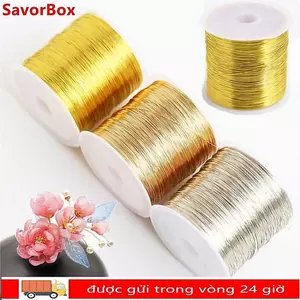 SAVORBOX 100m / cuộn Dây đồng hợp kim bảo quản màu, Dây đồng thau tự làm 0,3mm 0,4mm, Hàng thủ công mạ vàng bền bỉ Đồ thủ công DIY Mũ nón Handmade Dây đồng thau Làm đồ trang sức