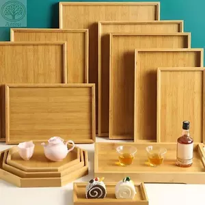 Đĩa ăn tối AMLU, Khay tre bằng gỗ gia dụng, Phụ kiện nhà bếp màu trơn hình chữ nhật bền bỉ Đĩa ăn nhẹ trái cây để giữ trà Bánh mì nướng trái cây