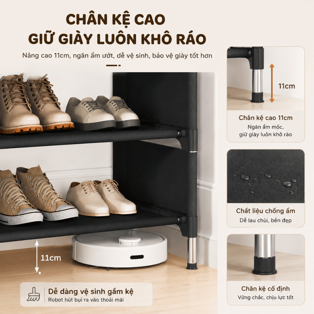 Kệ Để Giày Dép Khung Thép Chắc Chắn Có Rèm Chống Bụi HOMIE, Tủ Đựng Giày Sức Chứa Lớn, Dễ Lắp Ráp