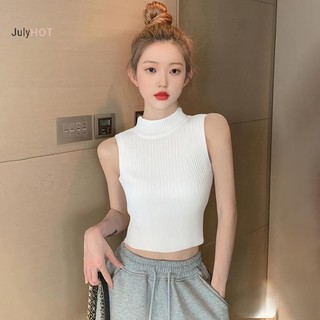 Áo vest dệt kim cổ cao nửa cổ, thiết kế thời trang