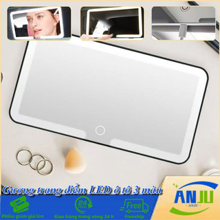 Gương Trang Điểm Xe Hơi LED 3 Màu - Điều Chỉnh Độ Sáng, 3 Khớp Xoay Linh Hoạt, Hỗ Trợ Sạc USB