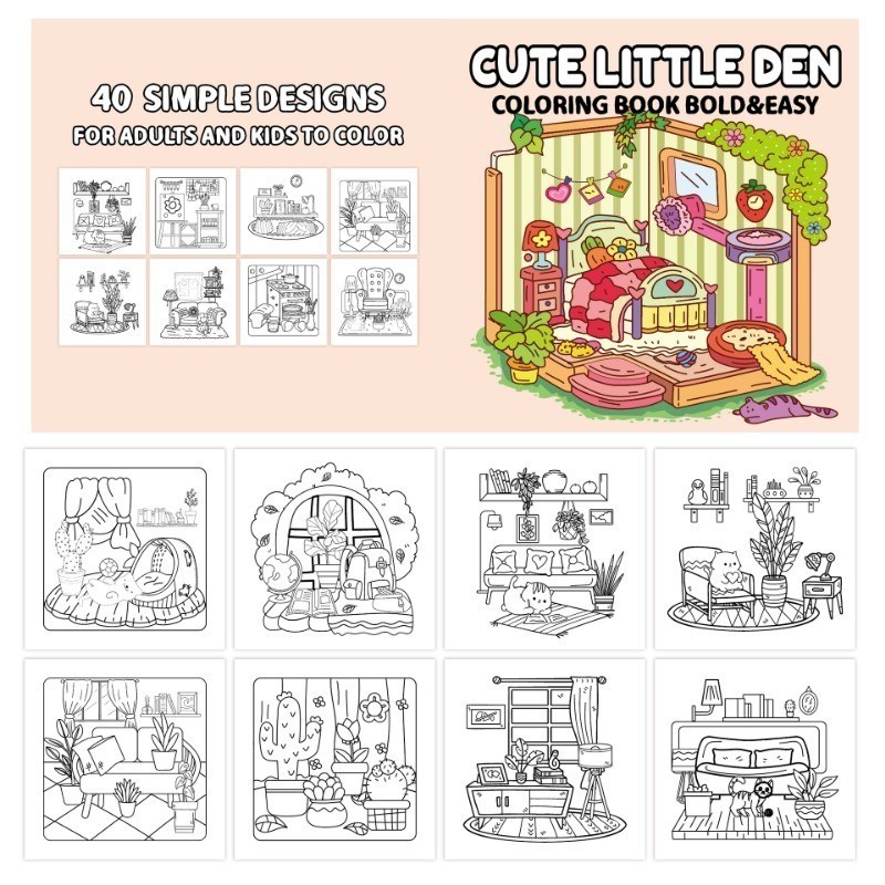 Sổ Tô Màu Hoạt Hình Cho Bé, DIY Tranh Nghệ Thuật, 40 Tờ Giấy, Dành Cho Trẻ 3-6 Tuổi