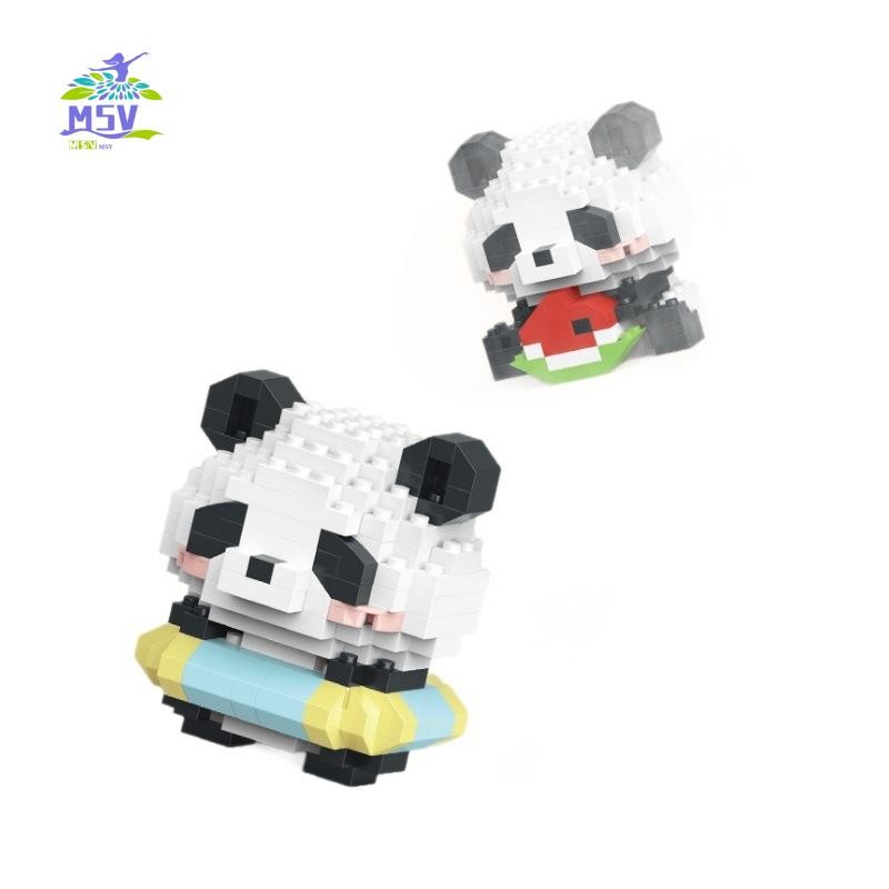 Khối xây dựng gấu trúc Micro miếng nhỏ Đồ chơi xếp hình giáo dục cho trẻ em