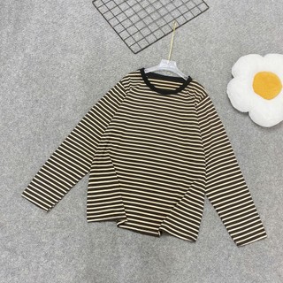 Áo thun Bigsize nữ form rộng tay dài kẻ sọc ngang , chất cotton co giãn thoải mái, basic 50-92kg - A296