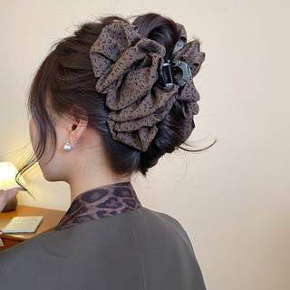 Kẹp tóc ren họa tiết da báo retro, phong cách Hồng Kông, thời trang cá tính