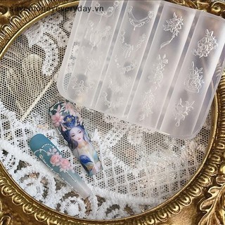 [savemoneyeveryday] Dây chuyền hoa móng tay bằng silicon trong suốt Khắc nơ Khuôn trang trí móng tay Thiết kế DIY Tấm dập lập thể Dụng cụ làm móng tay [vn]