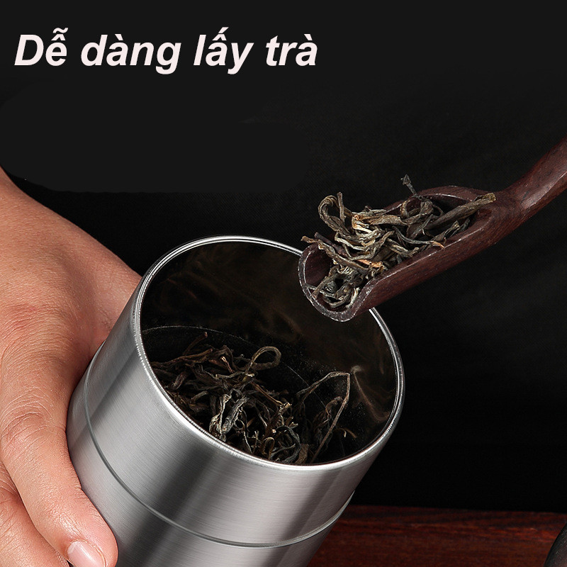 Hôp inox đựng bột matcha nắp 2 lớp,Hộp đựng trà cầm tay Mini,Lon đóng gói trà,Chống nước và chống ẩm
