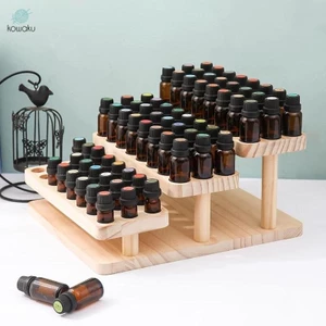 Giá trưng bày tinh dầu 3 tầng Hộp đựng bình gỗ Hộp đựng tinh dầu cho 72 chai 5ml 15ml Màn hình chai