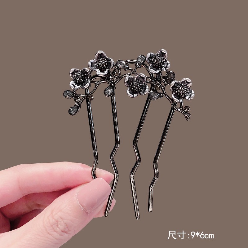 Kẹp tóc hình chữ U tinh tế, cảm giác cao cấp, phong cách quốc gia - Mẫu hoa thời trang