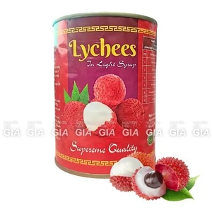 Vải ngâm Thanh Hà lon 560g - vải thiều ngâm nước đường đặc sản Thanh hà